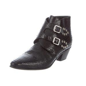 Saint Laurent Black Python Studded Ankle Booties 9